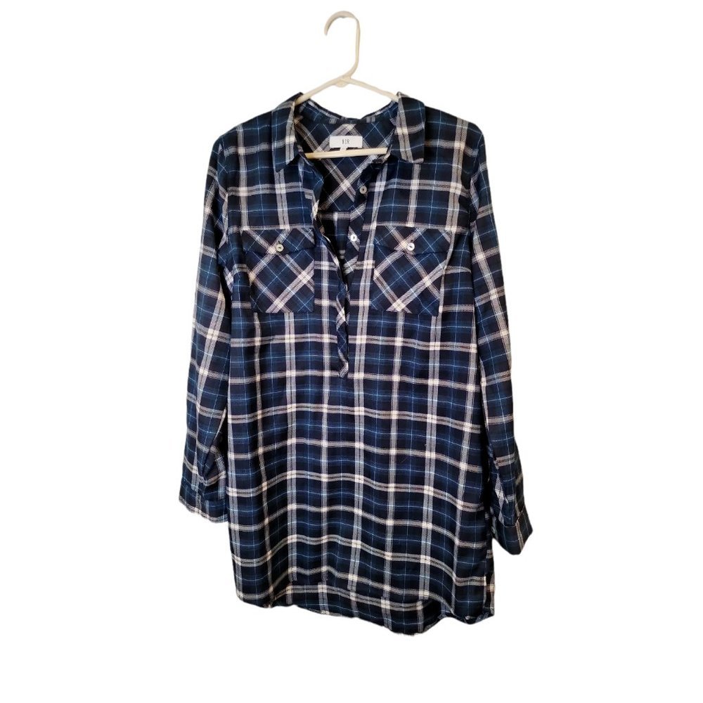 NSR Large Women's Plaid Flannel Long Sleeve Shirt Dress
